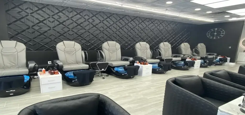 A-List Nails & Beauty Studio Orlando nail salon interior with luxury pedicure chairs on South John Young Parkway