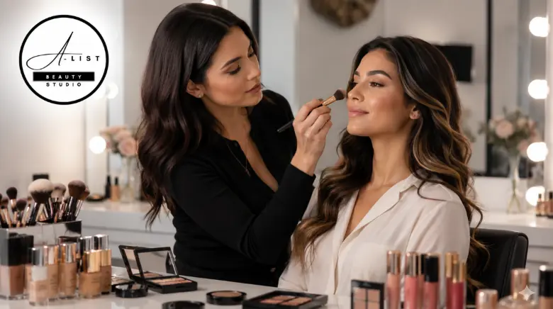 Polished glam makeup artist services in Orlando FL by A-List Nails & Beauty Studio